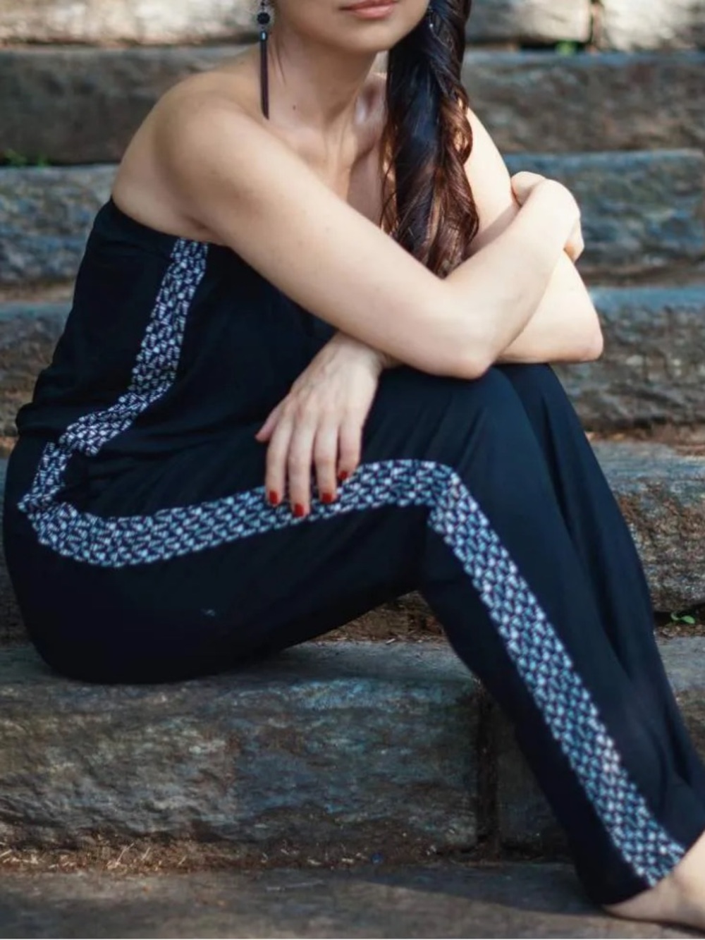 VENUS Black Jumpsuit with Monochrome Side Trim
